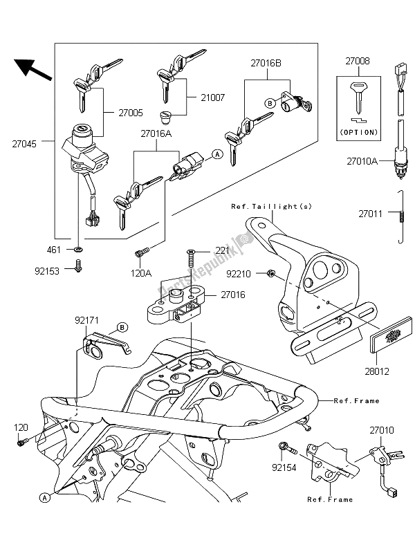 All parts for the Ignition Switch of the Kawasaki W 800 2012