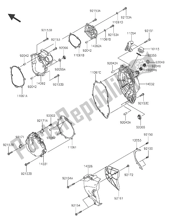 All parts for the Engine Cover(s) of the Kawasaki Ninja ZX 6R 600 2016