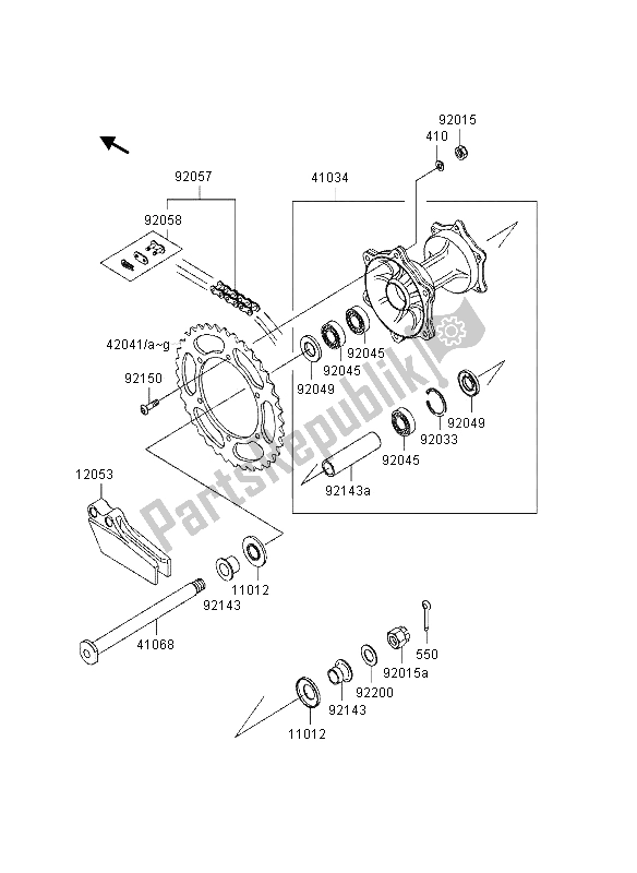 Tutte le parti per il Mozzo Posteriore del Kawasaki KX 125 1997