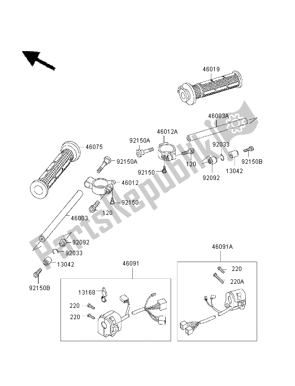 Todas las partes para Manillar de Kawasaki Ninja ZX 7 RR 750 1997