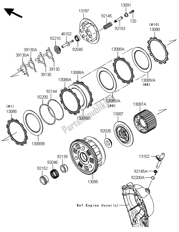 All parts for the Clutch of the Kawasaki Ninja ZX 10R ABS 1000 2014