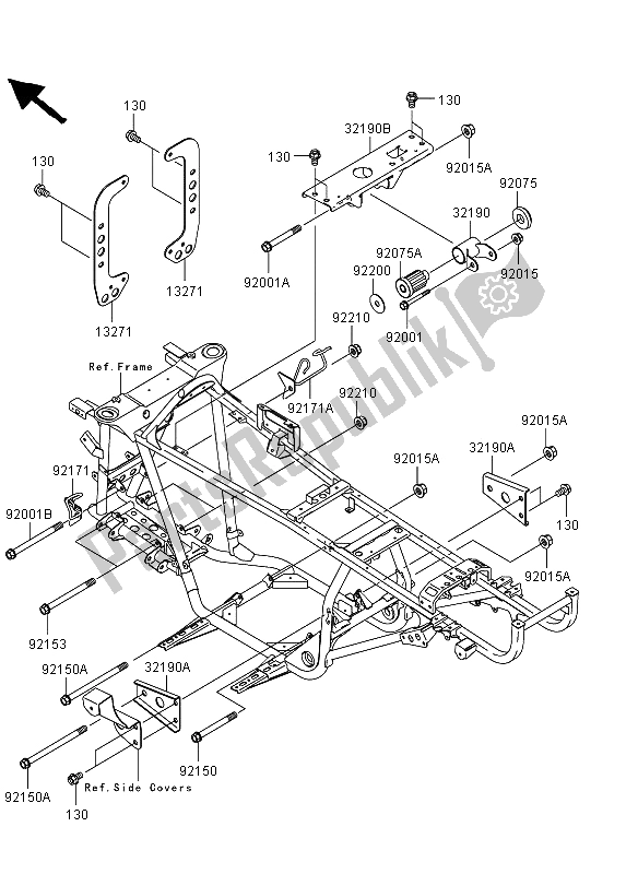 All parts for the Engine Mount of the Kawasaki KVF 360 4X4 2012