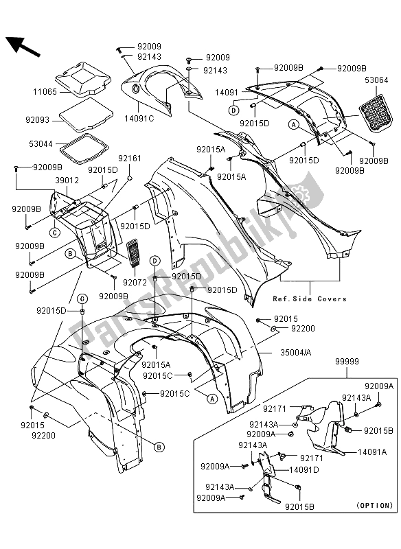 All parts for the Front Fender of the Kawasaki KVF 750 4X4 2011