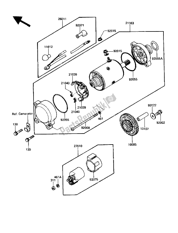 Toutes les pièces pour le Démarreur du Kawasaki ZG 1200 B1 1990