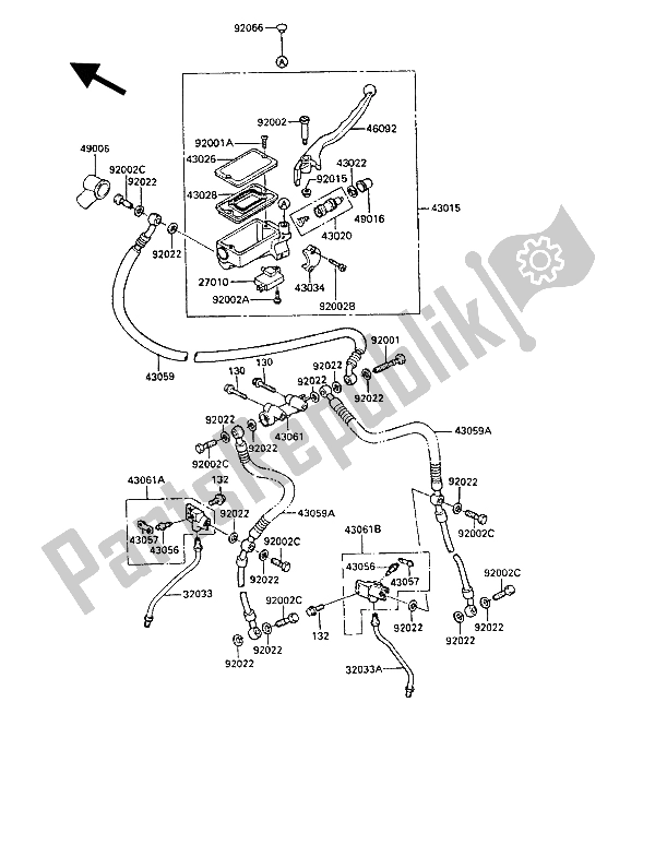 Tutte le parti per il Pompa Freno Anteriore del Kawasaki GPZ 1000 RX 1986