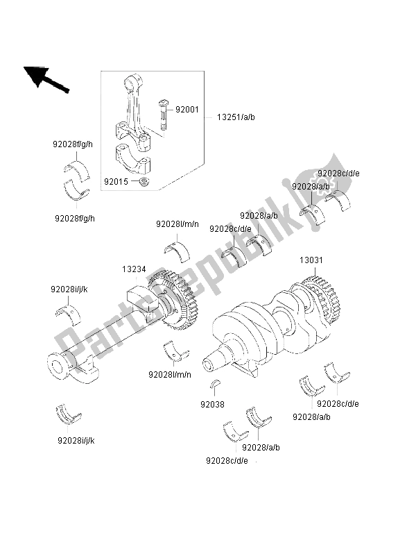 All parts for the Crankshaft of the Kawasaki EN 500 2002