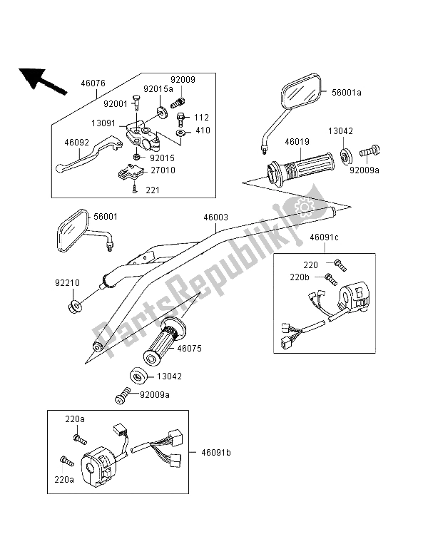 Tutte le parti per il Manubrio del Kawasaki Eliminator 125 1999