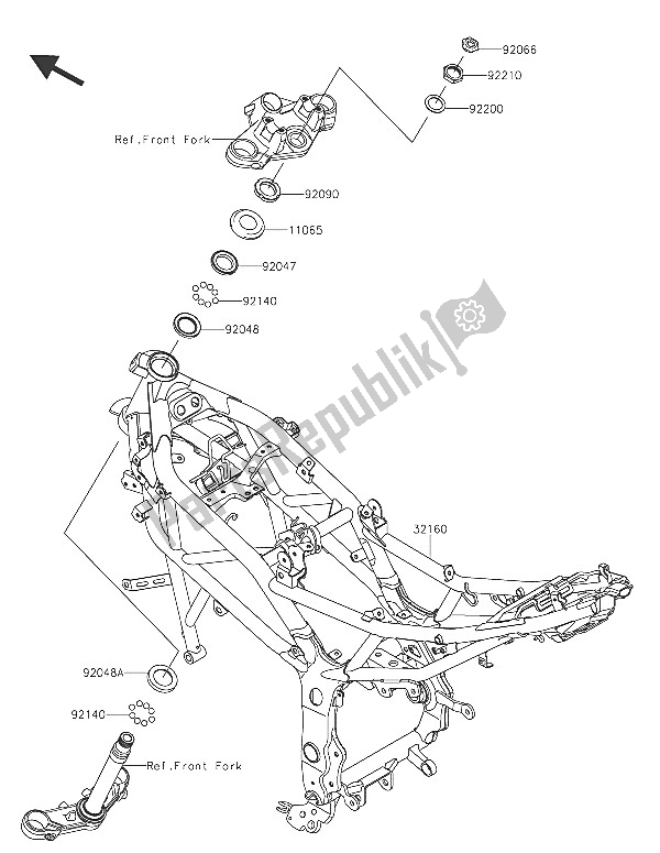 All parts for the Frame of the Kawasaki Z 250 SL 2016