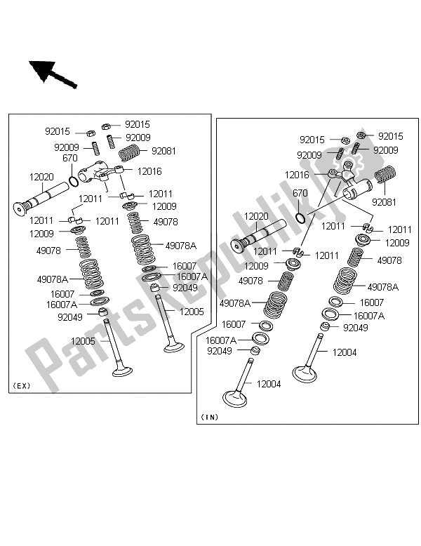 Toutes les pièces pour le Valve (s) du Kawasaki KLE 500 2006