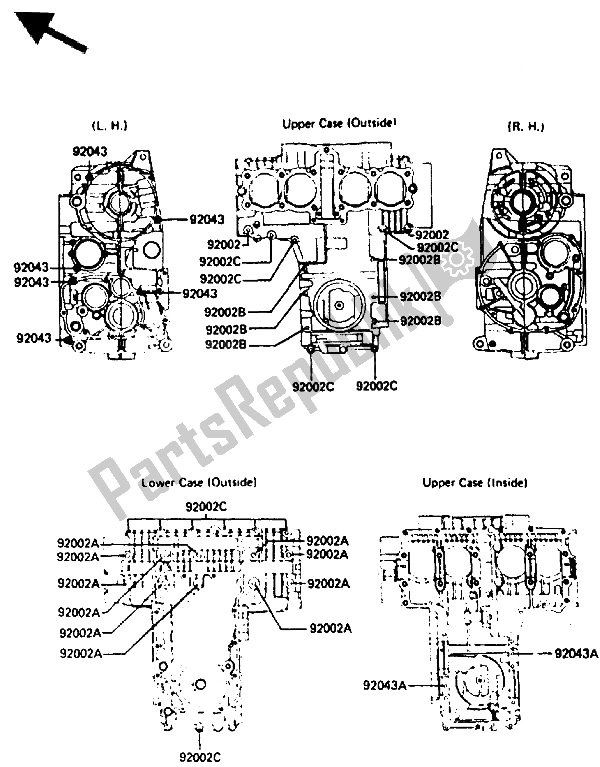 All parts for the Crankcase Bolt Pattern of the Kawasaki ZX 400 1987