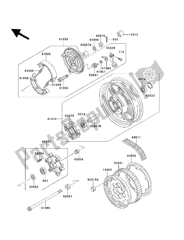 Todas las partes para Buje Trasero de Kawasaki EN 500 1992