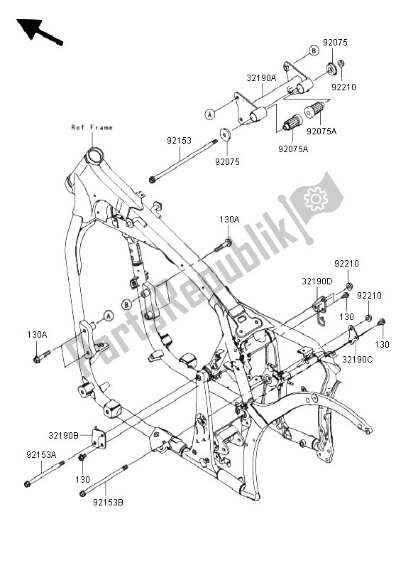 All parts for the Engine Mount of the Kawasaki VN 900 Classic 2009