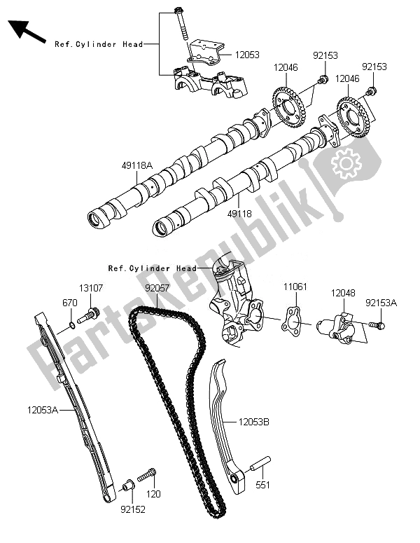 All parts for the Camshaft(s) & Tensioner of the Kawasaki ZZR 1400 ABS 2014