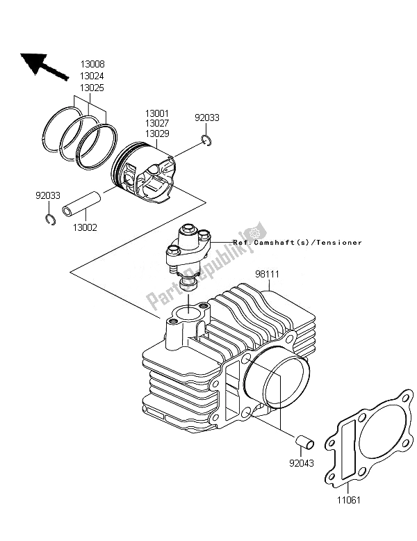 All parts for the Cylinder & Piston of the Kawasaki KLX 110 2007