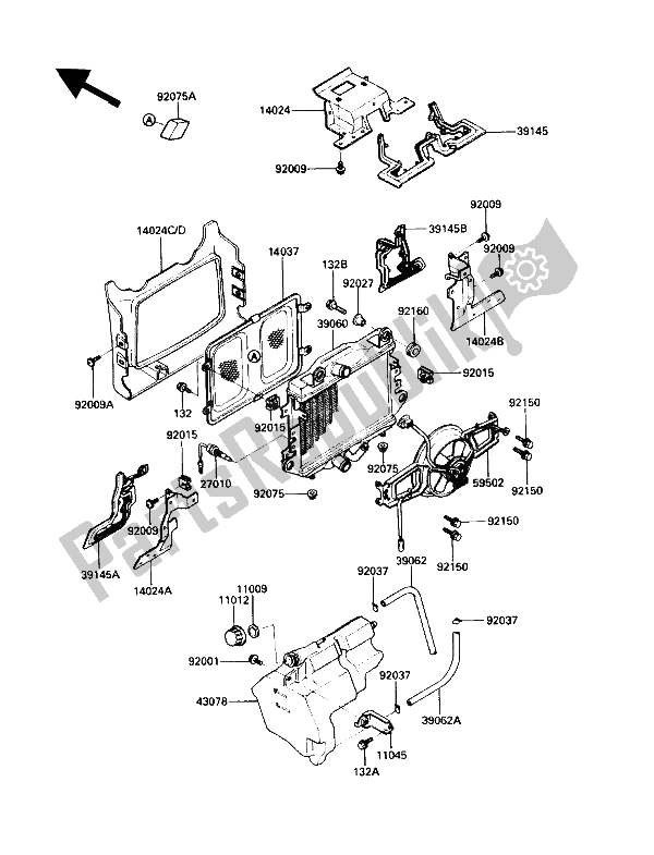 All parts for the Radiator of the Kawasaki ZG 1200 B1 1990