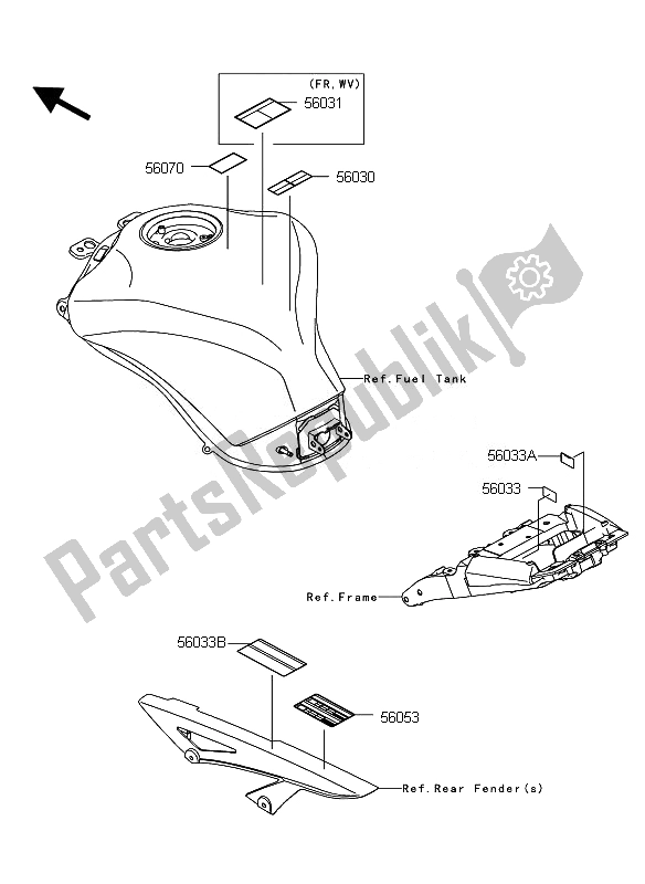 Toutes les pièces pour le Étiquettes du Kawasaki Z 1000 ABS 2010