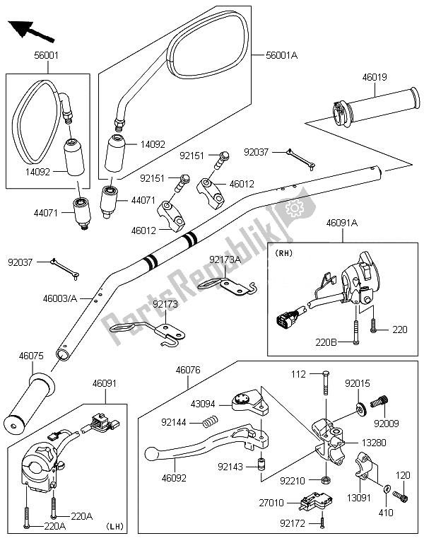 Todas las partes para Manillar de Kawasaki W 800 2014