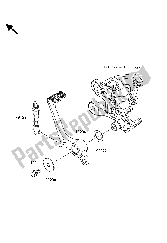 All parts for the Brake Pedal of the Kawasaki ZZR 1400 ABS 2013