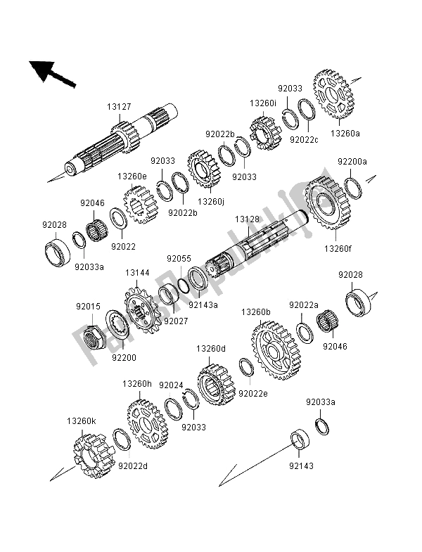 Toutes les pièces pour le Transmission du Kawasaki KLR 650 1996