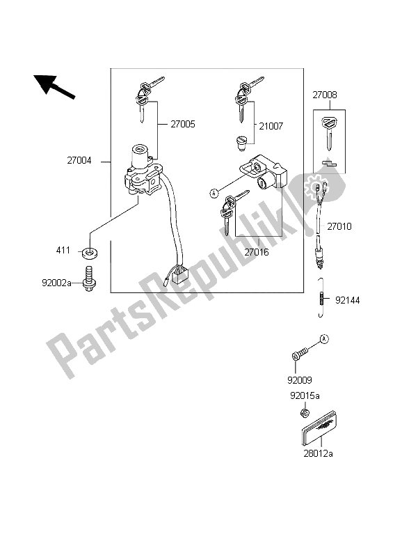 All parts for the Ignition Switch of the Kawasaki KLR 650 1998
