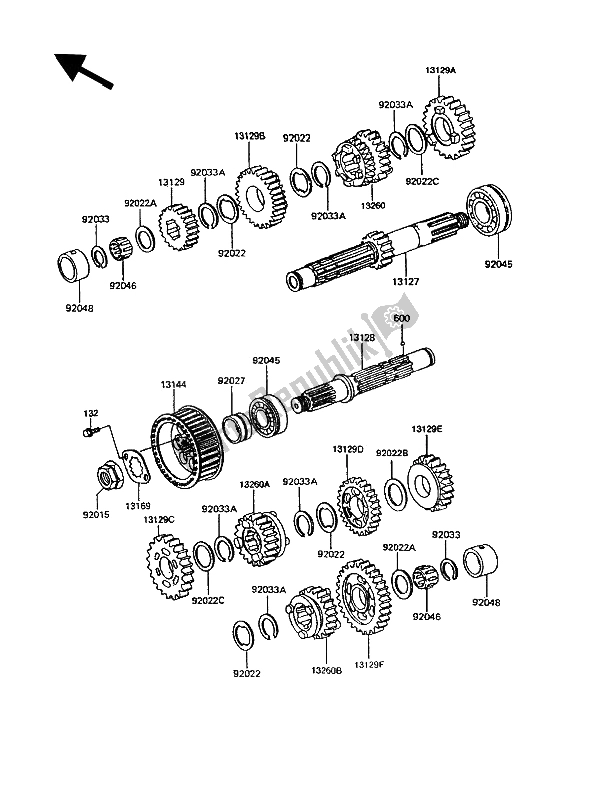 Todas as partes de Transmissão do Kawasaki GPZ 305 Belt Drive 1993