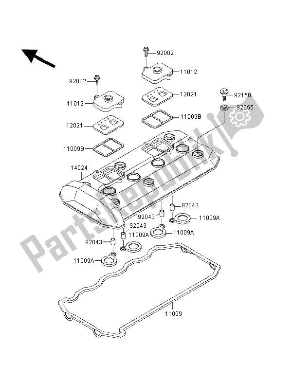 All parts for the Cylinder Head Cover of the Kawasaki ZZ R 1100 1998