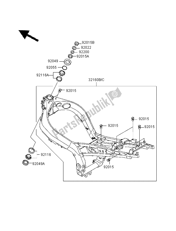 All parts for the Frame of the Kawasaki Ninja ZX 9R 900 1999