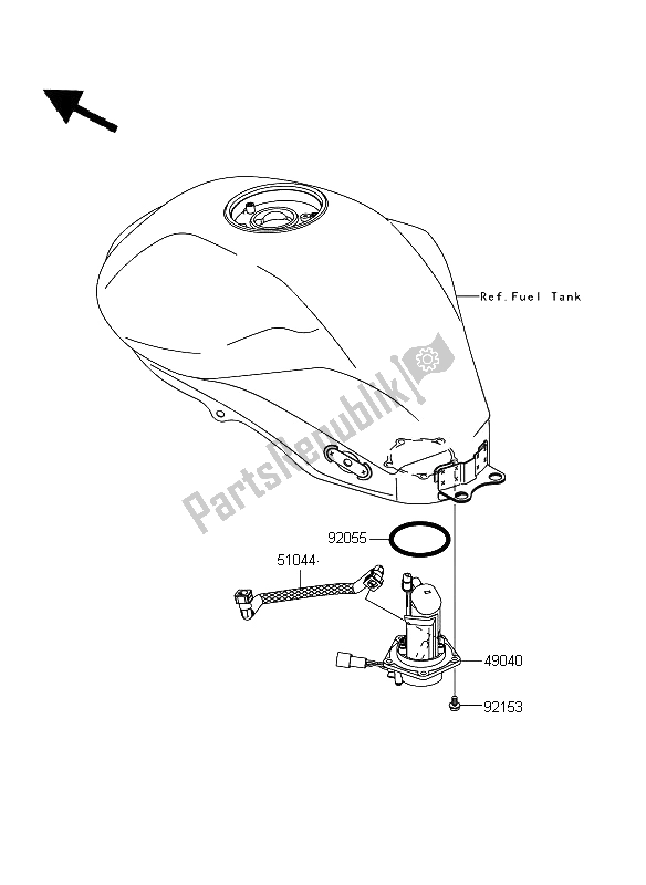 All parts for the Fuel Pump of the Kawasaki ER 6F ABS 650 2009