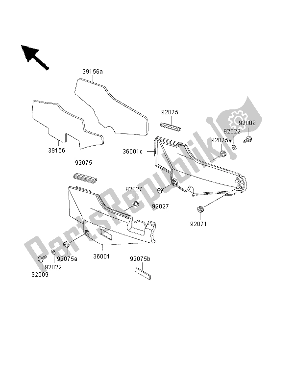 All parts for the Side Covers of the Kawasaki 1000 GTR 1999