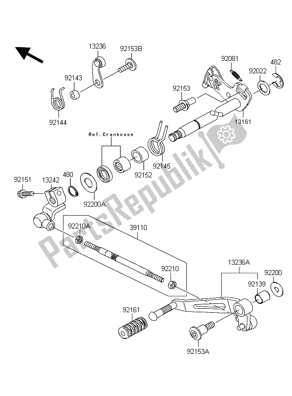 Alle onderdelen voor de Schakelmechanisme van de Kawasaki Z 1000 2011
