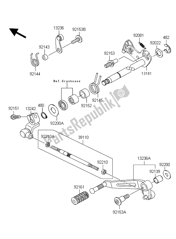 All parts for the Gear Change Mechanism of the Kawasaki Z 1000 2011