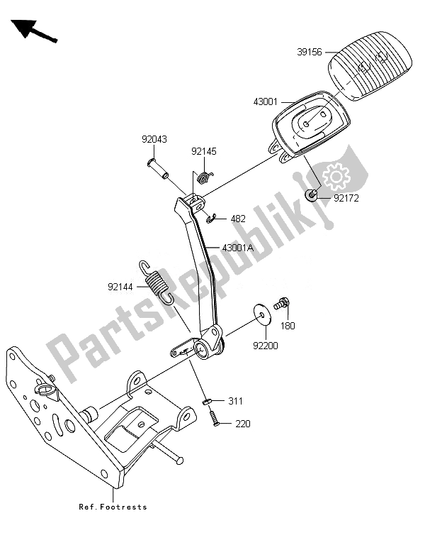 Tutte le parti per il Pedale Del Freno del Kawasaki VN 1700 Voyager ABS 2014