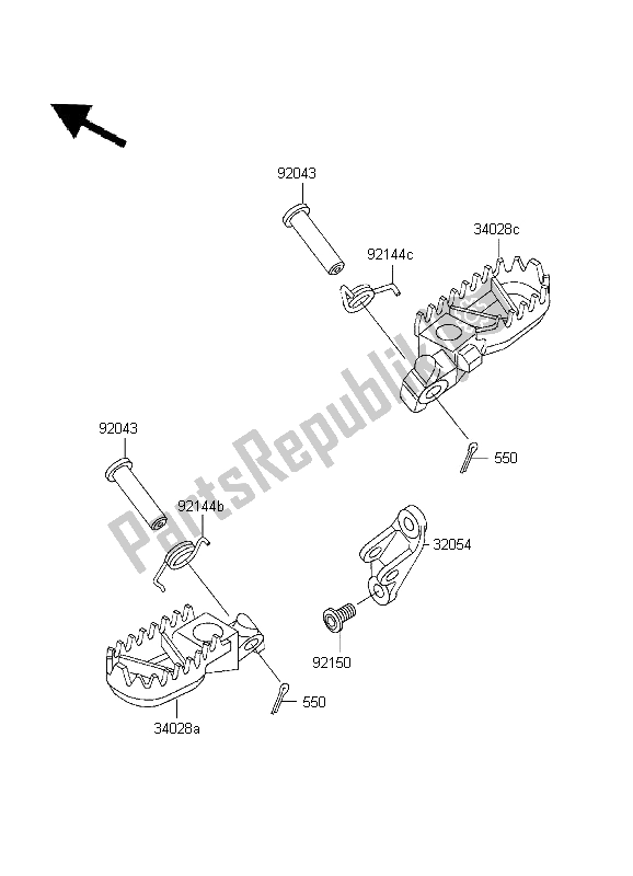 Todas las partes para Reposapiés de Kawasaki KX 500 1995