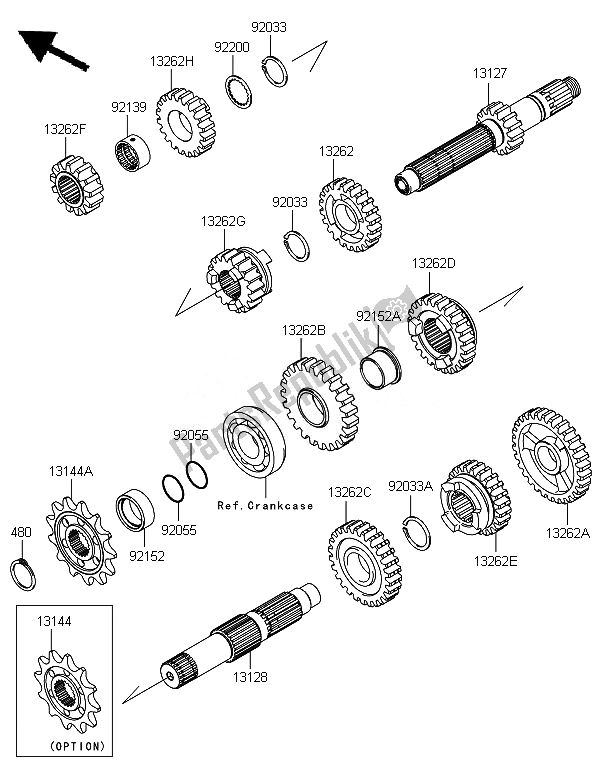 All parts for the Transmission of the Kawasaki KX 250F 2010