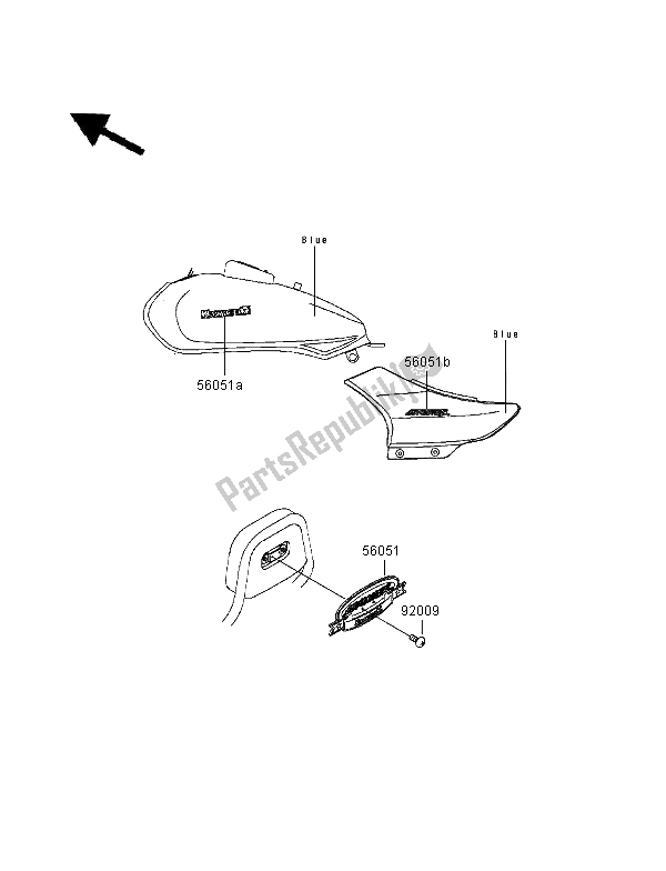 Tutte le parti per il Decalcomanie (blu) del Kawasaki Eliminator 125 1999