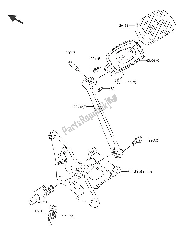 All parts for the Brake Pedal of the Kawasaki Vulcan 900 Classic 2016