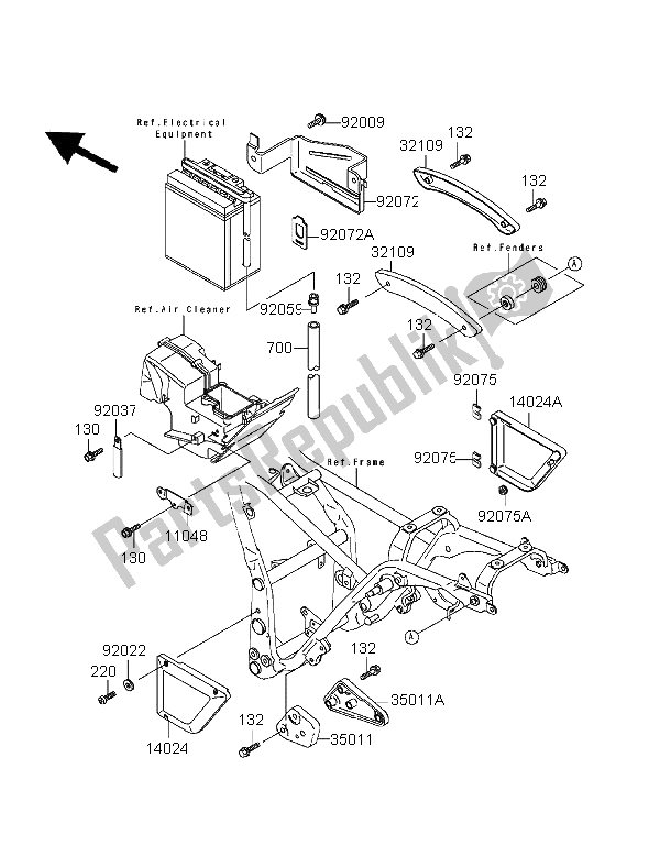 Tutte le parti per il Custodia Della Batteria del Kawasaki EL 252 1996