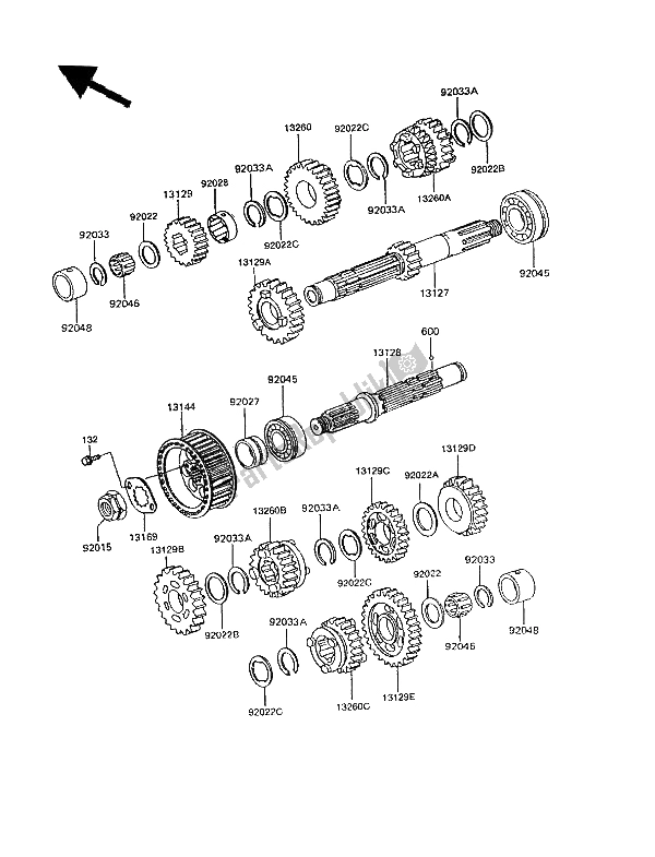 Alle onderdelen voor de Overdragen van de Kawasaki GPZ 305 Belt Drive 1994