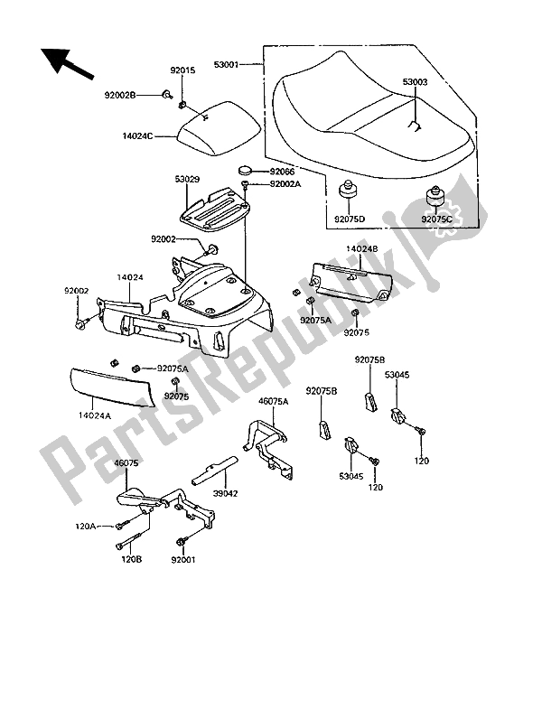 Alle onderdelen voor de Stoel van de Kawasaki 1000 GTR 1994