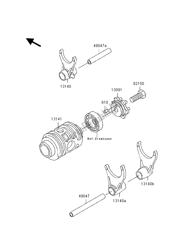 Tutte le parti per il Tamburo Cambio E Forcella Del Cambio del Kawasaki KX 125 2000