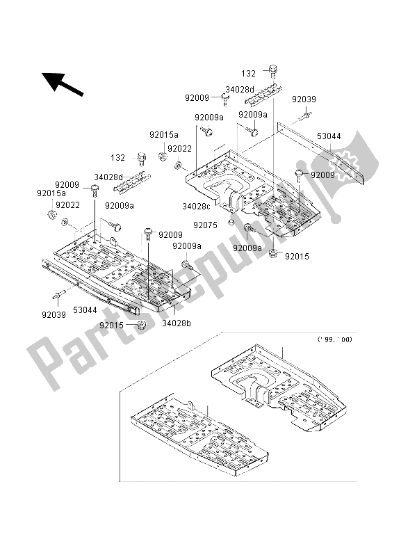 Todas las partes para Reposapiés de Kawasaki KVF 400 2002