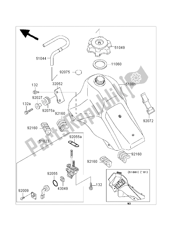 Wszystkie części do Zbiornik Paliwa Kawasaki KLX 650R 2001