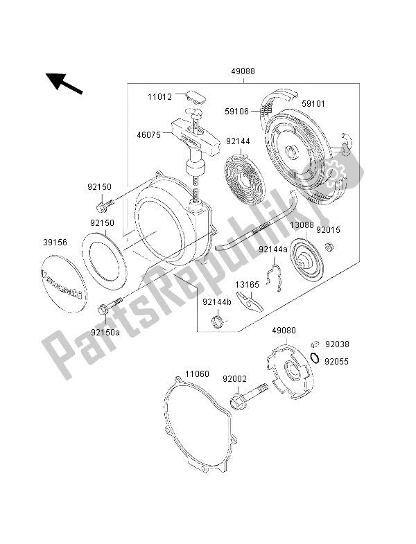 Toutes les pièces pour le Démarreur à Rappel du Kawasaki KVF 300 2002