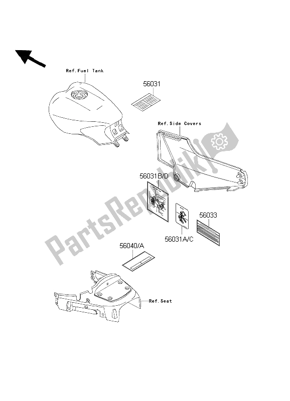 Tutte le parti per il Etichette del Kawasaki 1000 GTR 2003