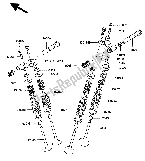 Tutte le parti per il Valvola del Kawasaki KLR 250 1986