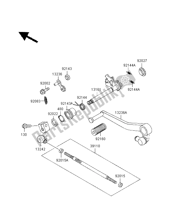 All parts for the Gear Change Mechanism of the Kawasaki Ninja ZX 9R 900 1997