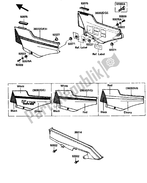 Tutte le parti per il Coperchio Laterale E Custodia A Catena del Kawasaki GPZ 750R 1986