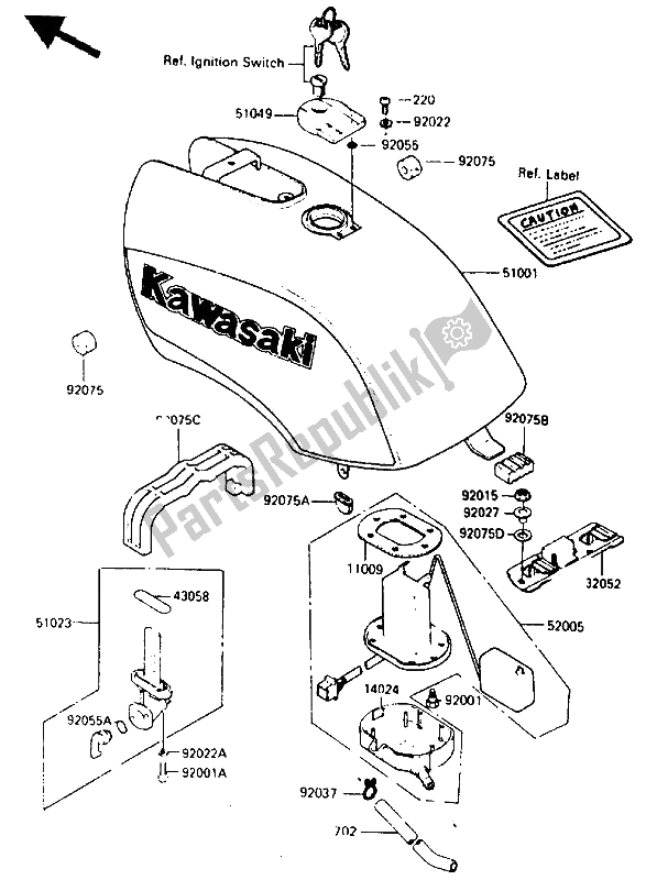 Todas las partes para Depósito De Combustible de Kawasaki ZX 750 1985