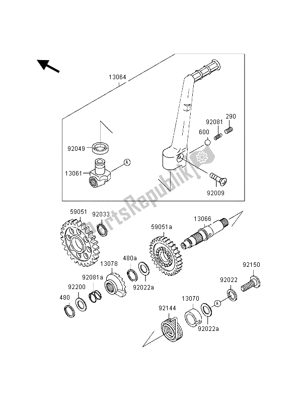 Tutte le parti per il Meccanismo Di Kickstarter del Kawasaki KX 250 2000