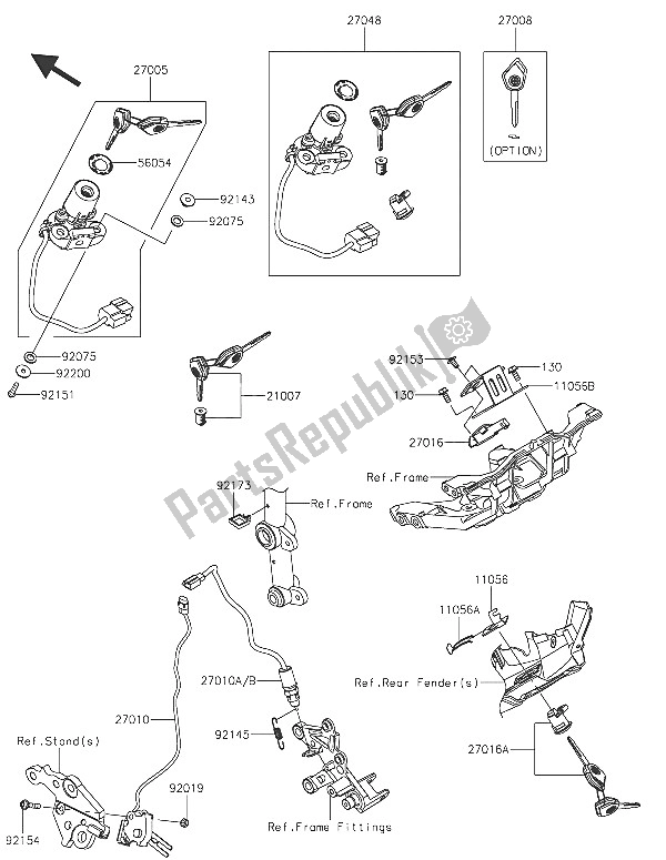 All parts for the Ignition Switch of the Kawasaki Ninja H2R 1000 2016